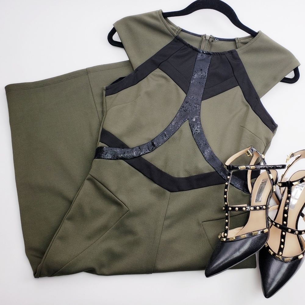 Olive Green Knee Length dress